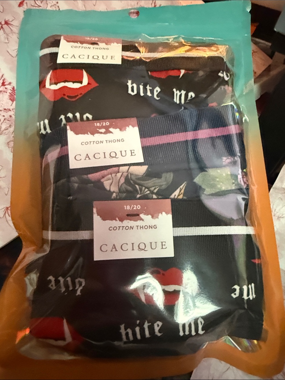Cacique Intimates Wide Band Cotton Thong panties 3CT NEW W/tags